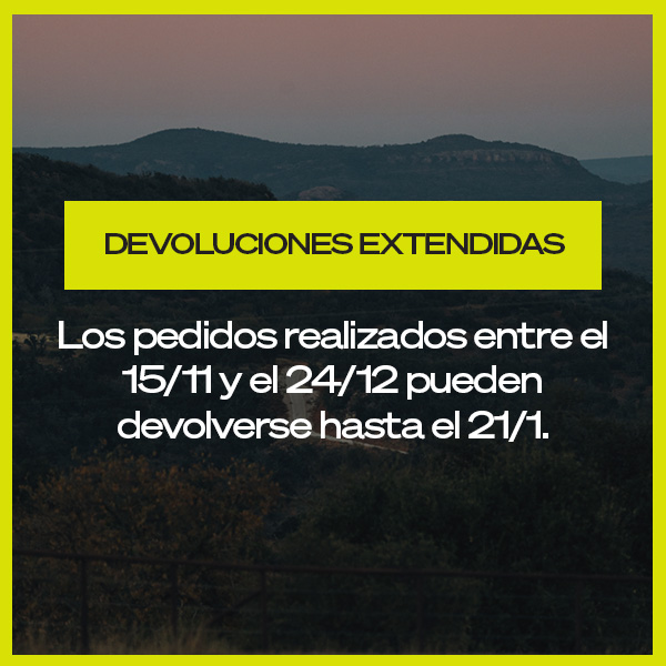 Generic image with inspirational image on top showing mountains, with a message under it stating extended returns.